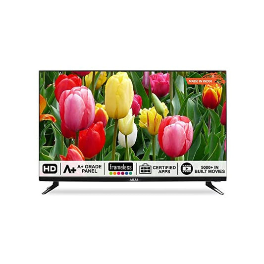 AKAI 80 cm (32 Inches) HD Ready Smart LED TV AKLT32S-FL1Y9M (Black) (2021 Model) | with Frameless Design