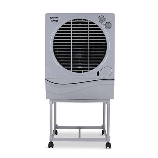 Symphony Jumbo 70 Desert Air Cooler For Home with Aspen Pads, Powerful Fan, Cool Flow Dispenser and Free Trolley(70L, Grey)