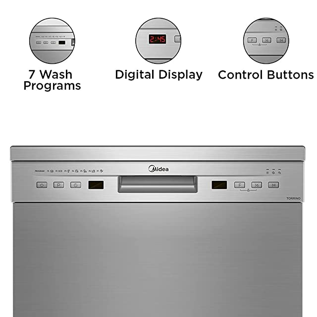 Midea 13 Place Setting Standard Dishwasher (WQP12-5201F, Silver)