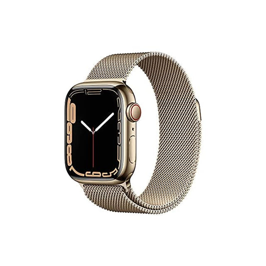 Apple Watch Series 7 (GPS + Cellular, 41mm) - Gold Stainless Steel Case with Gold Milanese Loop
