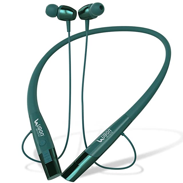 UBON Bluetooth Headphones Earphones 5.0 Wireless Headphones with Hi-Fi Stereo Sound, 30Hrs Playtime, Lightweight Ergonomic Neckband, Water-Resistant Magnetic Earbuds, Voice Assistant & Mic (Green)