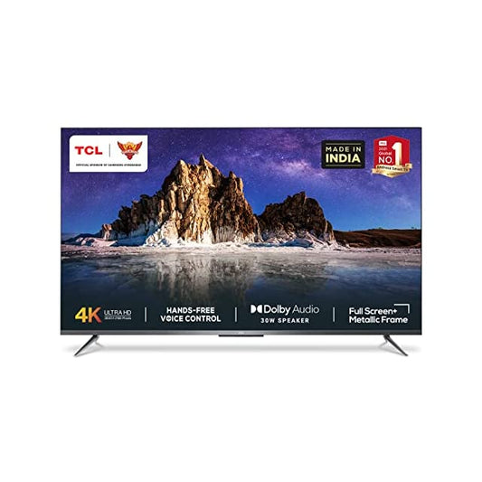 TCL 126 cm (50 inches) Remote Less Voice Control Edition AI 4K Ultra HD Certified Android Smart LED TV 50P715 (Silver)