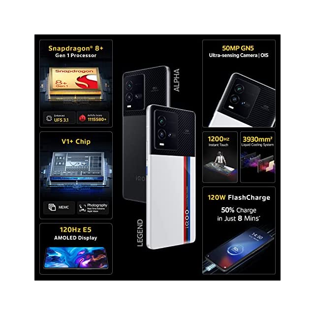 iQOO 9T 5G (Legend, 8GB RAM, 128GB Storage) | Snapdragon® 8+ Gen 1 | 120W FlashCharge | 120Hz E5 AMOLED Display