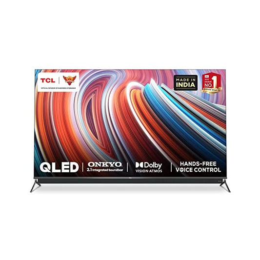 TCL 138.8 cm (55 inches) ONKYO Soundbar Series 4K Ultra HD Certified Android Smart QLED TV 55C815 (Metallic Black)
