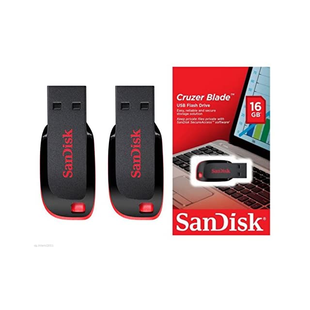 SanDisk Cruzer Blade 16 GB USB Plastic Pen Drive - Pack of 3 (Black and Red)