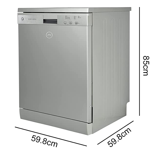 Godrej Eon Dishwasher | 12 place setting | Perfect for Indian Kitchen| Turbo Drying Technology | Intensive 65°C Wash programme|A++ Energy rating|DWF EON VES 12U NF STSL- Satin Silver
