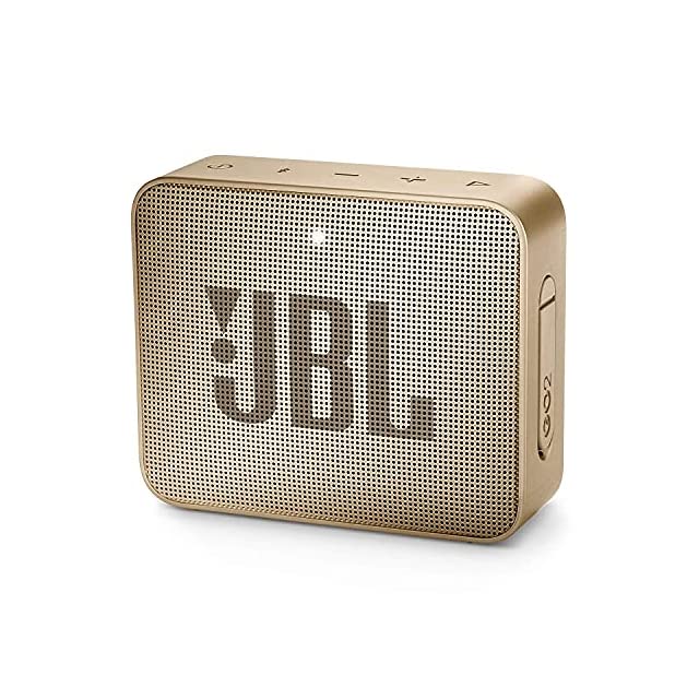 JBL Go 2, Wireless Portable Bluetooth Speaker with Mic, JBL Signature Sound, Vibrant Color Options with IPX7 Waterproof & AUX (Champagne)