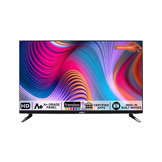 AKAI 80 cm (32 Inches) HD Ready Smart LED TV AKLT32S-DFL9W (Black) (2021 Model) | with Frameless Design