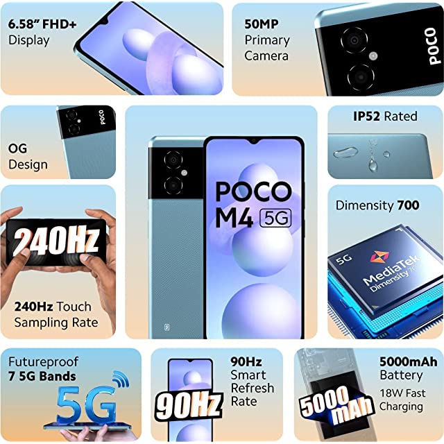 POCO M4 5G (Cool Blue, 4GB RAM 64GB RAM)