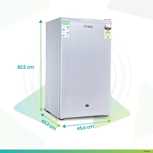 Croma 90 L 1 Star Direct Cool Single Door Refrigerator (CRAR0219, Grey)