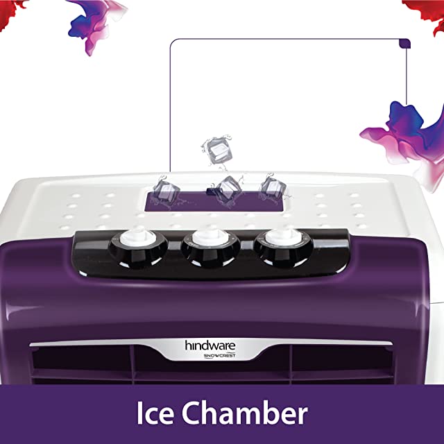 Hindware Snowcrest SPECTRA 80L Inverter Compatible Desert Air Cooler With Ice Chamber, Honeycomb Pads & Mechanical Knob Control (Purple)