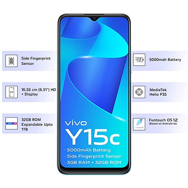Vivo Y15C (Wave Green, 3GB RAM, 32GB Storage) with No Cost EMI/Additional Exchange Offers