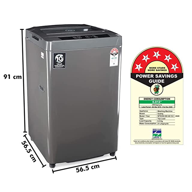 Godrej 7 Kg 5 Star Fully-Automatic Top Loading Washing Machine (WTEON 700 AD 5.0 ROGR, Grey, Acu Wash Drum)