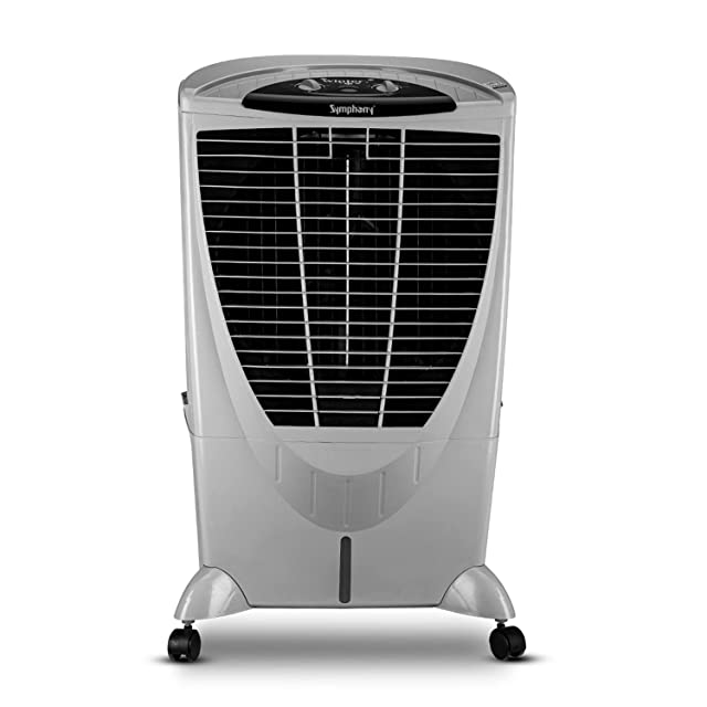 Symphony Winter + Desert Air Cooler For Home with 4-Side Aspen Pads, Powerful +Air Fan, Whisper-Quiet Performance and Low Power Consumption (56L, Grey)