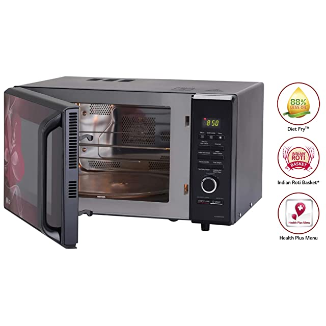 LG 28 L Charcoal Convection Microwave Oven (MJ2886BWUM, Floral, Diet Fry)