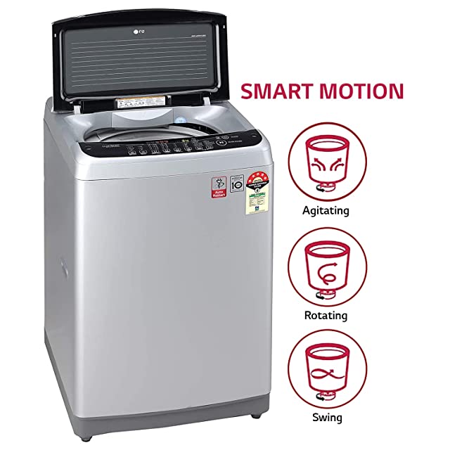 LG 8.0 Kg Inverter Fully-Automatic Top Loading Washing Machine (T80SJSF1Z, Middle Free Silver)
