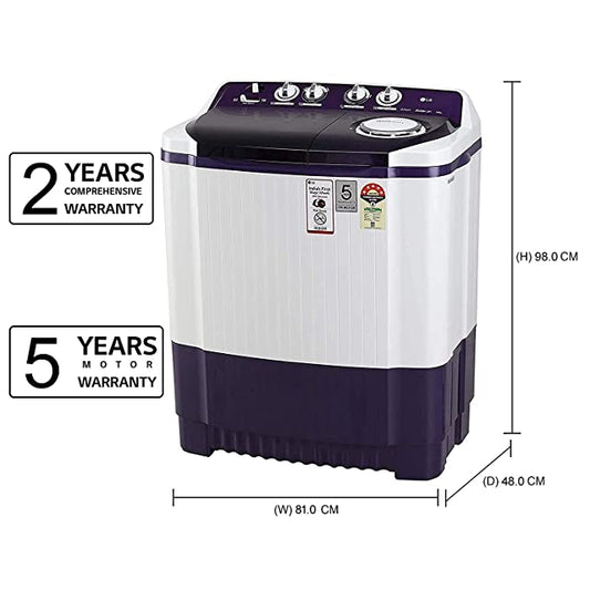 LG 7.5 Kg 5 Star Semi-Automatic Top Loading Washing Machine (P7525SPAZ, Purple, Roller Jet Pulsator)