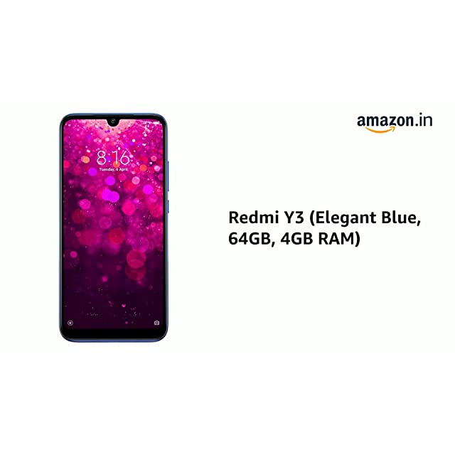 Redmi Y3 (Elegant Blue, 64GB, 4GB RAM)