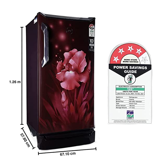 Godrej 185 L 4 Star Inverter Direct-Cool Single Door Refrigerator (RD UNO 1854 PTI AQ WN, Aqua Wine, Cool Lock Technology)