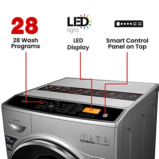 IFB 8.5 Kg Fully-Automatic Front Loading Washing Machine (Senator Smart Touch SX, Silver, Aqua Energie, 4D Wash)