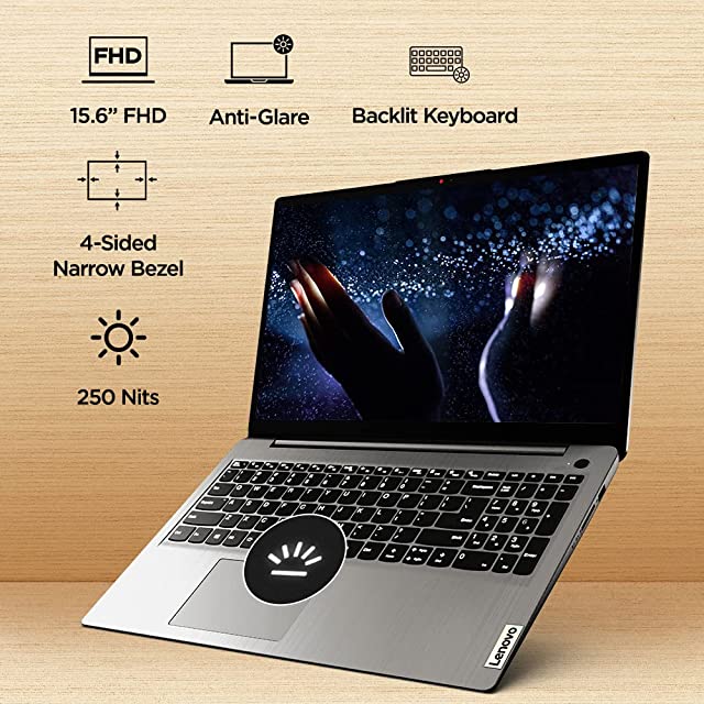 Lenovo Ideapad 3 AMD Ryzen 5 5500U 15.6" FHD Thin & Light Laptop (8GB/512GB SSD/Windows 11/Office 2021/Backlit Keyboard/2Yr Warranty/Arctic Grey/1.65Kg), 82KU017KIN