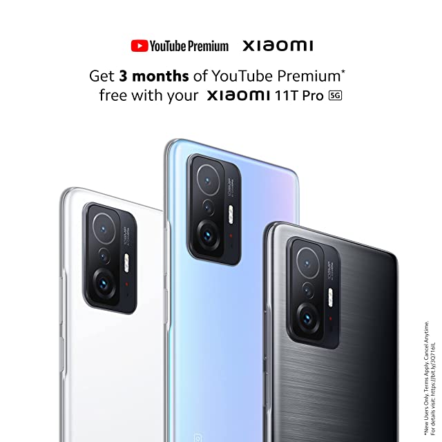 Xiaomi 11T Pro 5G Hyperphone(Meteorite Black,8GB RAM,256GB Storage)|SD 888|120W HyperCharge|6 Months Free Screen Replacement for Prime|Additional Exchange Offer| Get 3 Months of YouTube Premium Free!