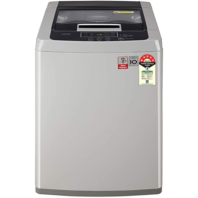 LG 7 kg 5 Star Inverter Fully-Automatic Top Loading Washing Machine (?T70SKSF1Z, Middle Free Silver, TurboDrum)
