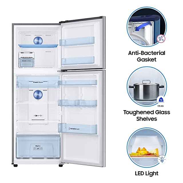 Samsung 324 L 2 Star Inverter Frost Free Double Door Refrigerator(RT34M5538S8/HL, Elegant Inox, Convertible)