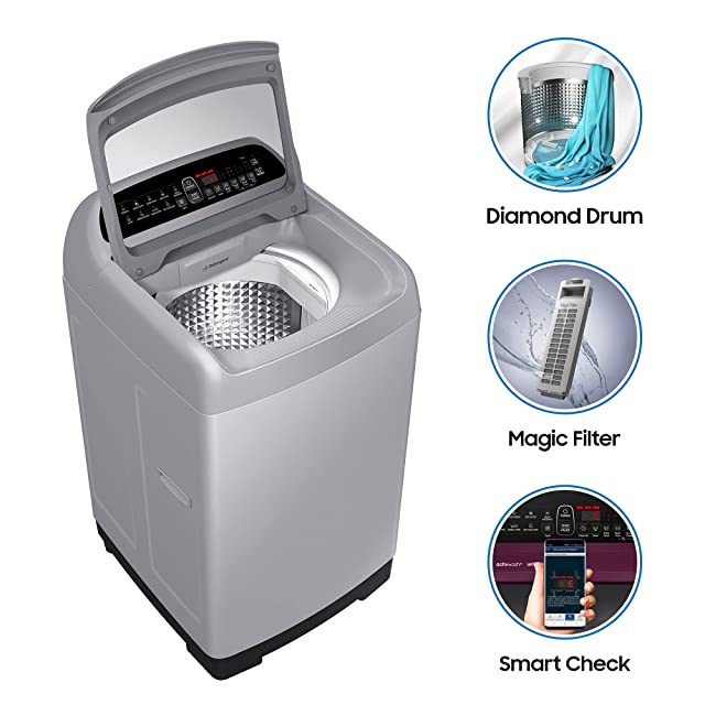 Samsung 7 Kg 5 Star Inverter Fully-Automatic Top Loading Washing Machine (WA70T4262GS/TL, Imperial Silver, Wobble technology)