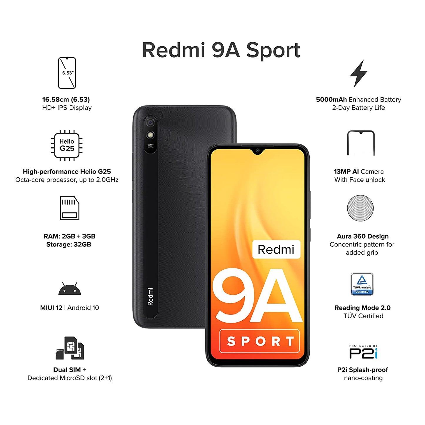 Redmi 9A Sport (Carbon Black, 32 GB)  (2 GB RAM)