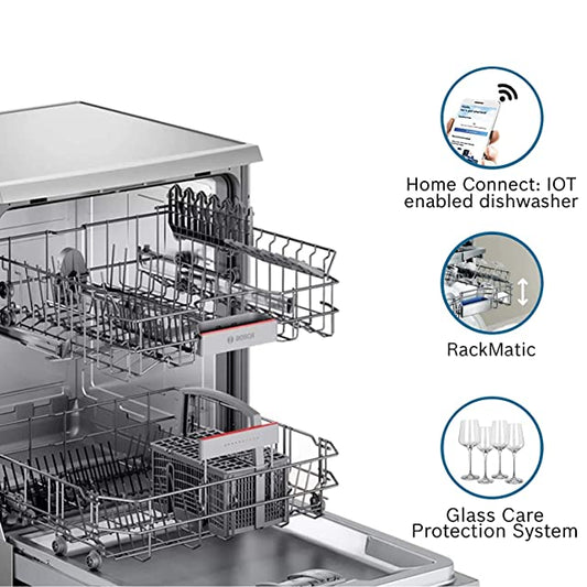 Bosch 13 Place Settings Dishwasher (SMS6ITI00I, Silver Inox, WiFi Enabled)