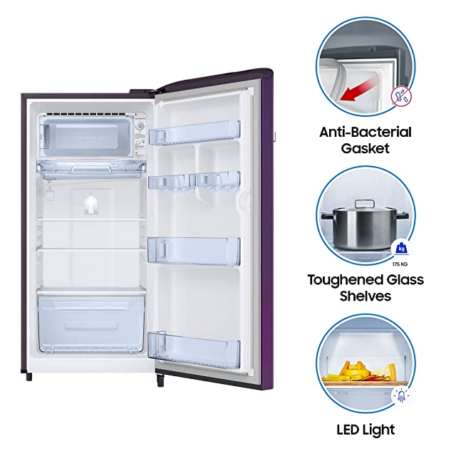 Samsung 198 L 5 Star Inverter Direct-Cool Single Door Refrigerator (RR21T2G2WCR/HL, Camellia Purple)