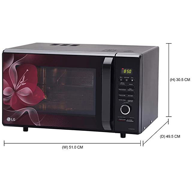 LG 28 L Charcoal Convection Microwave Oven (MJ2886BWUM, Floral, Diet Fry)