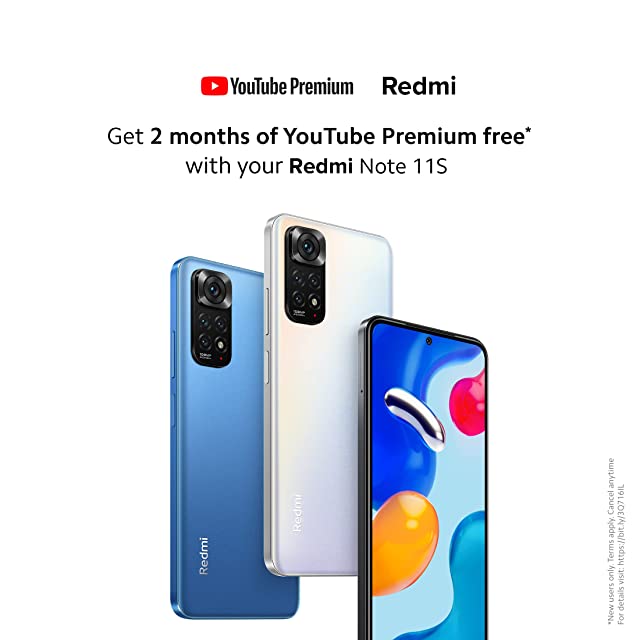 Redmi Note 11S (Horizon Blue, 6GB RAM, 128GB Storage)|108MP AI Quad Camera  | 90 Hz FHD+ AMOLED Display | 33W Charger Included | Additional Exchange