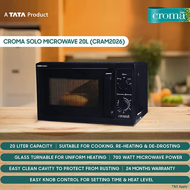 Croma 20 Litres Solo Microwave Oven (CRAM2026, Black)