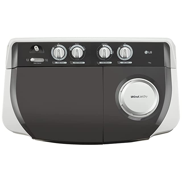 LG 7 Kg 5 Star Semi-Automatic Top Loading Washing Machine (P7020NGAZ, Dark Gray, Wind Jet Dry)