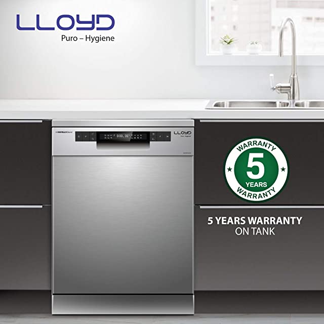 Lloyd Puro Hygiene+ with Auto Open Dry (LDWF15PSA1TS, 15 Place Settings, 99% Germs Free with Sparkle Clean Technology, Infinity Drawer, Super Silent, Silver)