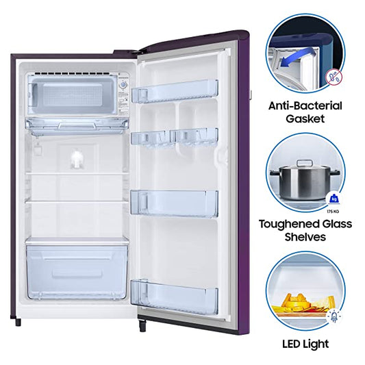 Samsung 198 L 4 Star Inverter Direct-Cool Single Door Refrigerator (RR21T2G2XCR/HL, Camellia Purple)