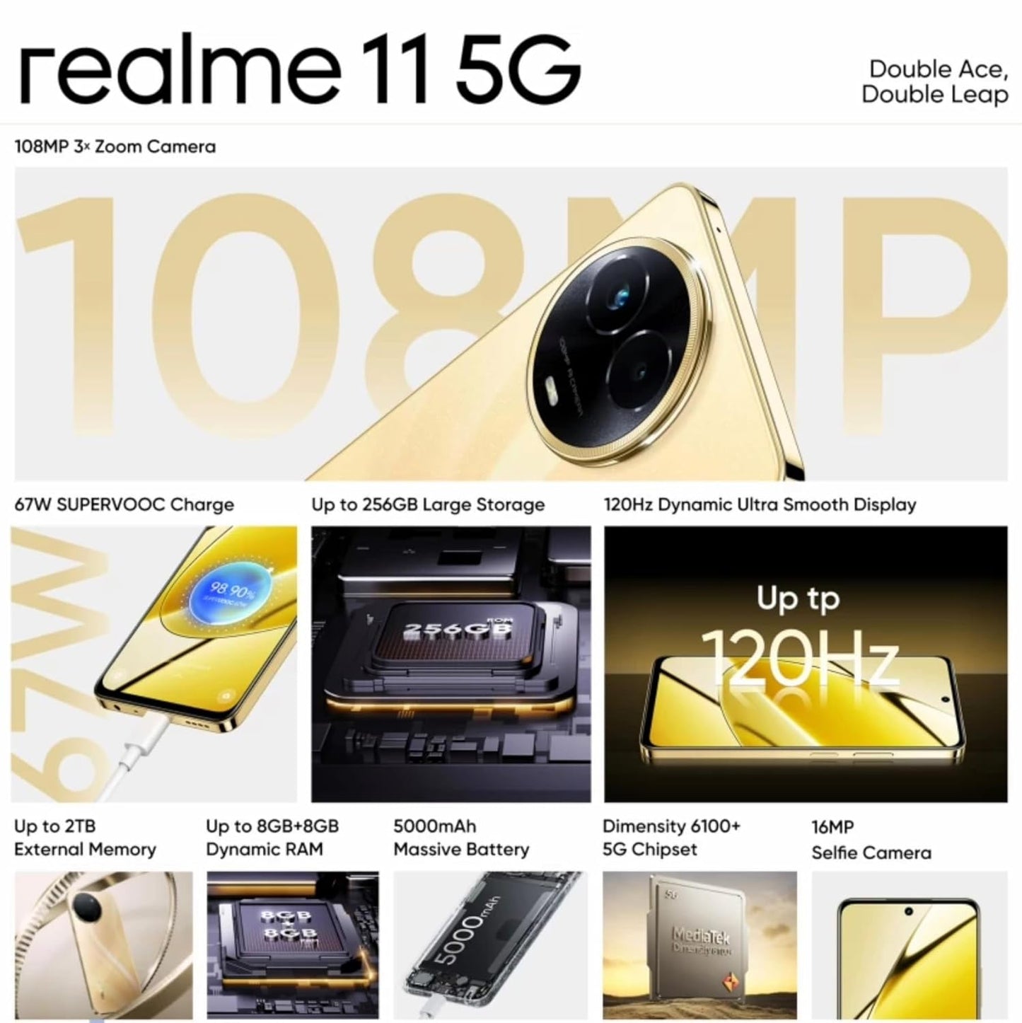 realme 11 5G (Glory Gold, 256GB) (8GB RAM)