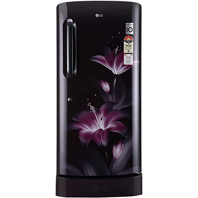 LG 215L 5 Star Inverter Direct-Cool Single Door Refrigerator (GL-D221APGZ, Purple Glow, Base stand with drawer)