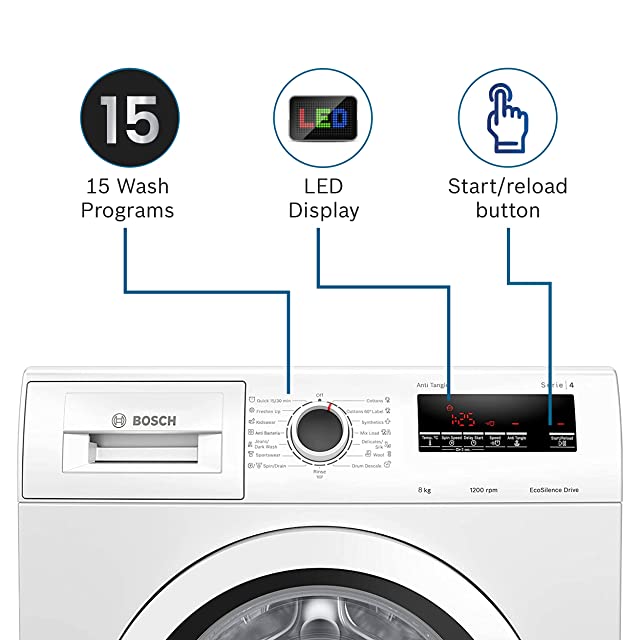 Bosch 8 kg 5 Star Touch Control Fully Automatic Front Load with Heater (WAJ2426AIN, White)