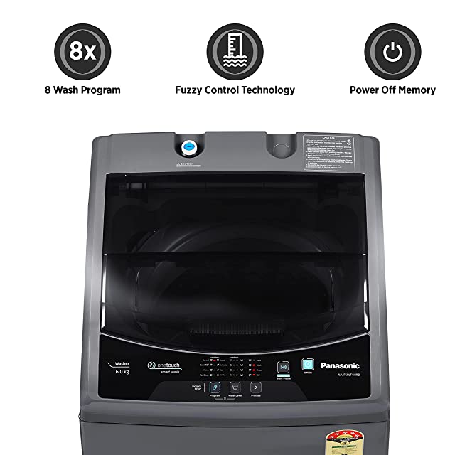 Panasonic 6 Kg 5 Star Fully-Automatic Top Loading Washing Machine (NA-F60LF1HRB, Grey)