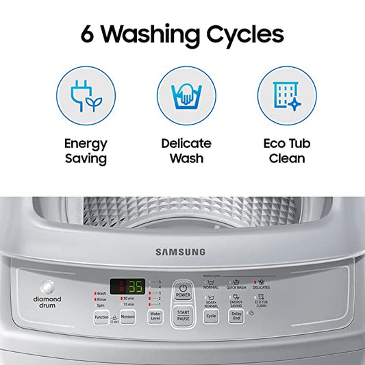Samsung 7 kg Fully-Automatic Top Loading Washing Machine (WA70A4002GS/TL, Imperial Silver, Diamond drum)
