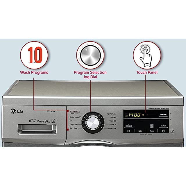 LG 9.0 Kg 5 Star Inverter Fully-Automatic Front Loading Washing Machine (FHM1409BDP, Platinum, 6 Motion Direct Drive)