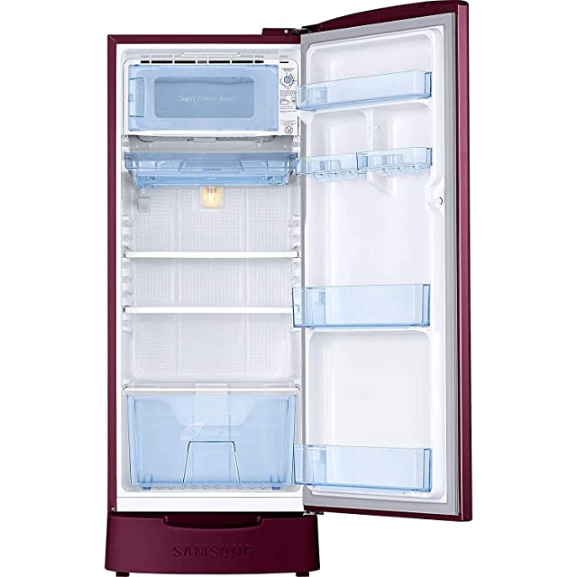 Samsung 192 L 4 Star Inverter Direct Cool Single Door Refrigerator(RR20T182XR8/HL, Blooming Saffron Red, Base Stand with Drawer)