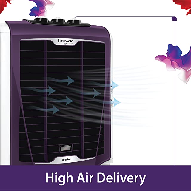 Hindware Snowcrest SPECTRA 80L Inverter Compatible Desert Air Cooler With Ice Chamber, Honeycomb Pads & Mechanical Knob Control (Purple)