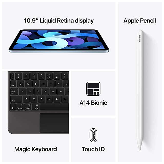 2020 Apple iPad Air with A14 Bionic chip (10.9-inch/27.69 cm, Wi-Fi + Cellular, 64GB) - Sky Blue (4th Generation)
