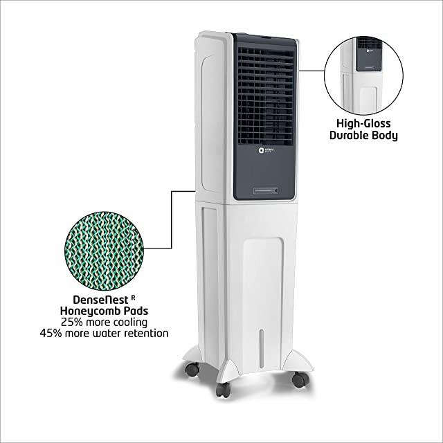 Orient Electric Arista CT5402H 54-Litre Tower Air Cooler with Remote (White)
