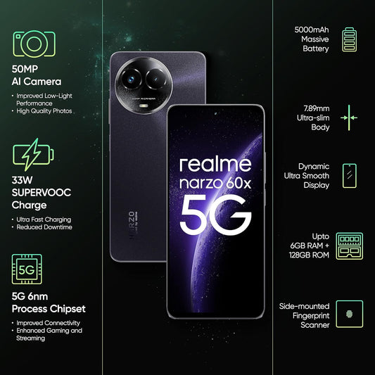 realme narzo 60X 5G (Nebula Purple, 128GB) (4GB RAM)