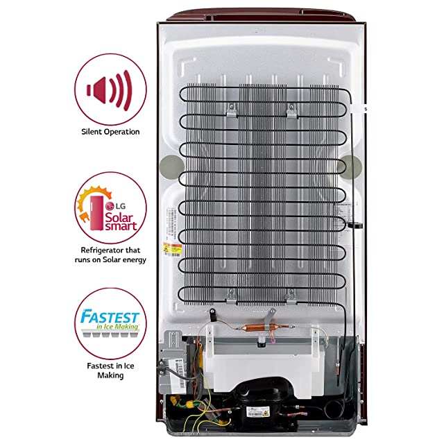 LG 215L 5 Star Inverter Direct-Cool Single Door Refrigerator (GL-B221ASCZ, Scarlet Charm, Fastest Ice Making)